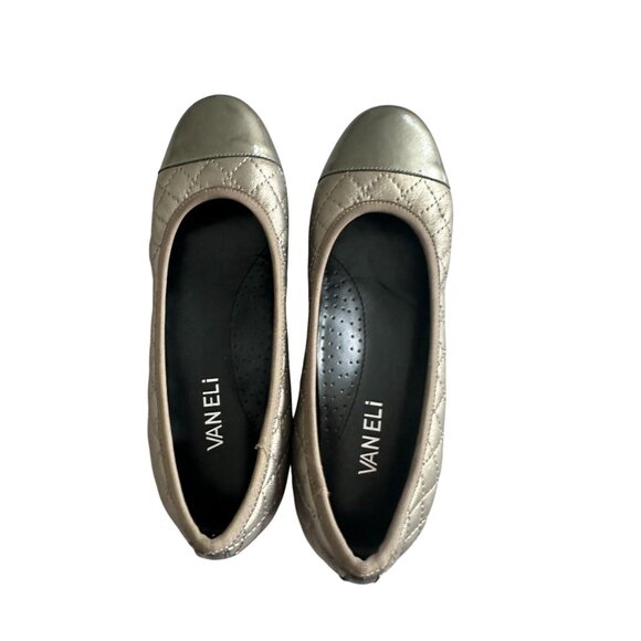 VAN ELI Serene Silver Quilted Leather Ballet Flats Size 6.5 - Picture 5 of 7